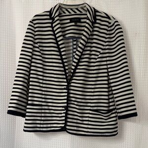 Talbots Navy and White Striped Blazer